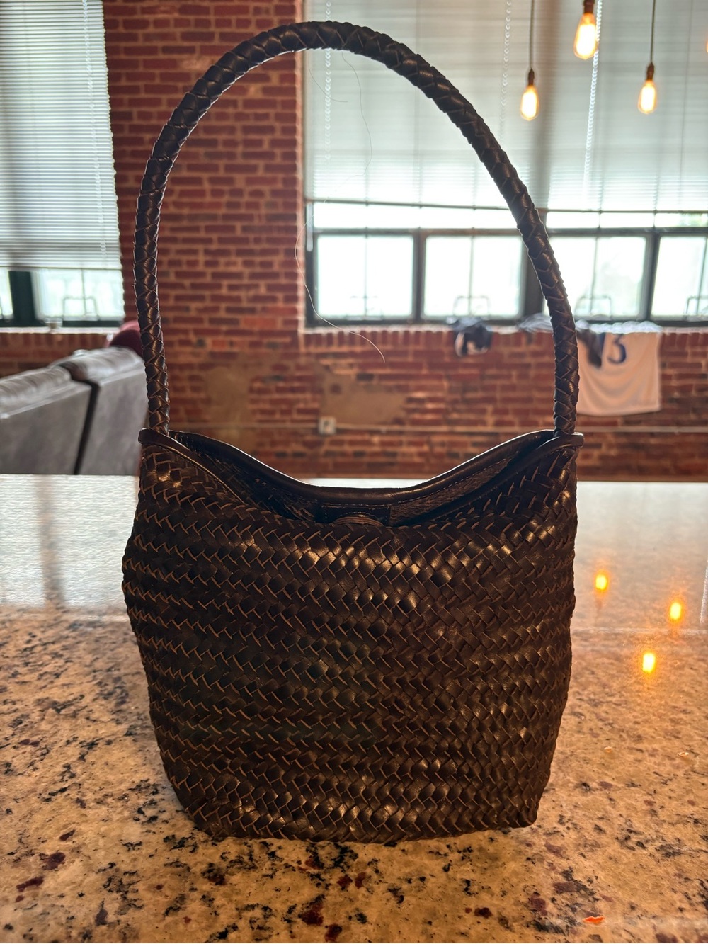 Madewell Black Woven Bucket Shoulder Bag
